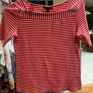 Ralph Lauren M coral and white nautical top.